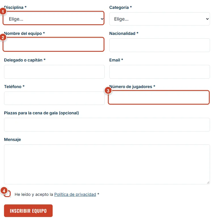 Formulario de inscripción